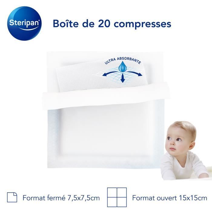 Compresse Non Tissée Stérile - Steripan - Ultra-Douce Bébé - 10 Sachets De  2 Compresses - Ultra Absorbante