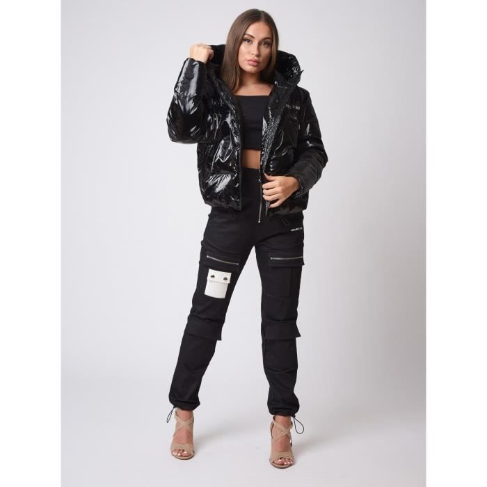 PROJECT X PARIS Blouson court effet vinyle Femme Noir