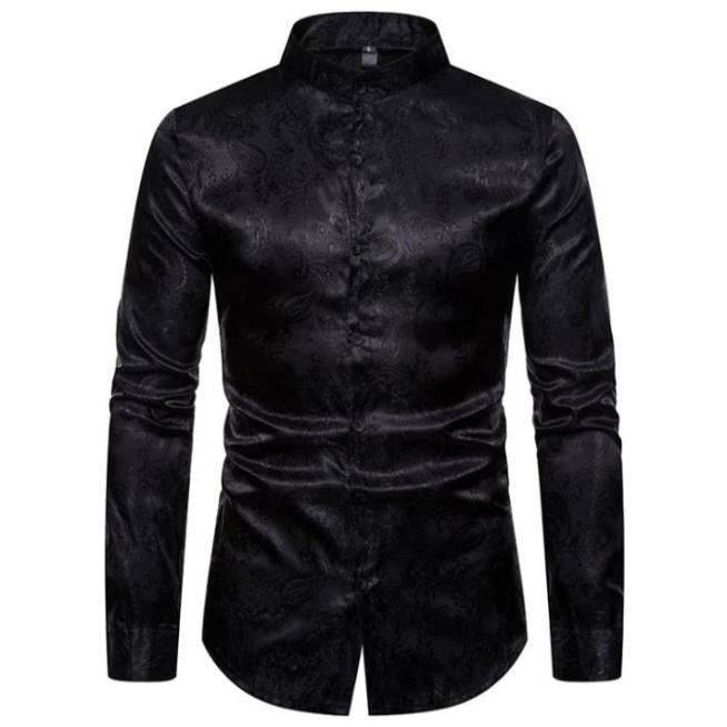 Chemise Homme Casual Floral Imprim Manches Longues en Jacquard