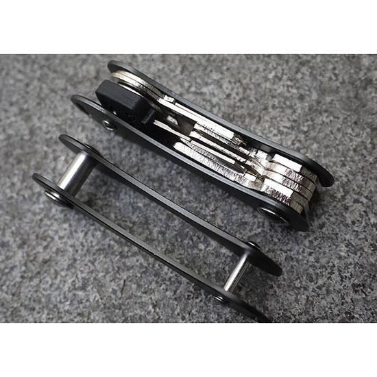 Rangement Clés Silencieux Porte-Clés Organisateur En Cuir - Porte Clef Compact Pour 7-9 Clés, Noir Élégant, Anti-Rayures Protection Anti-rayures