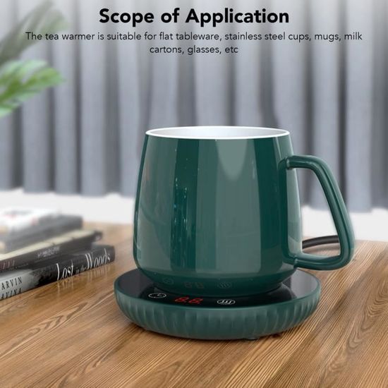 Suewow Chauffe-tasse à café et chauffe-tasse intelligent, chauffe-tasse pour bureau, chauffe-boisson électrique avec 3 réglages de température avec marche/arrêt automatique, protection contre la mise