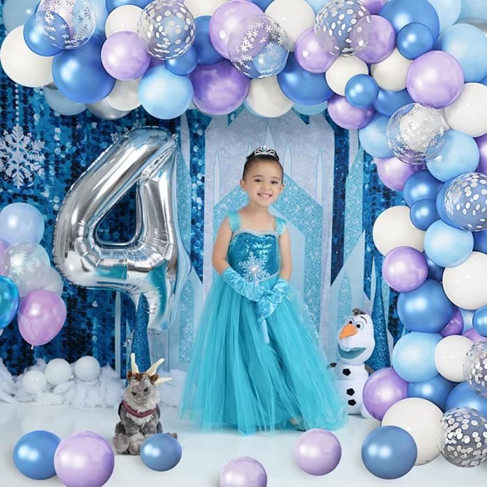 Décoration Fête 4 Ans Fille - Couronne Et Drapeau "4 Ans" Sur Thème Princesse - Ensemble 2 Pièces, Matériau Qualité, Réglable