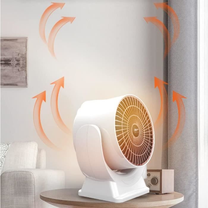 Petit radiateur électrique en céramique, ventilateur de chauffage portable  pour bureau avec thermostat réglable, type enfichable, 400 W
