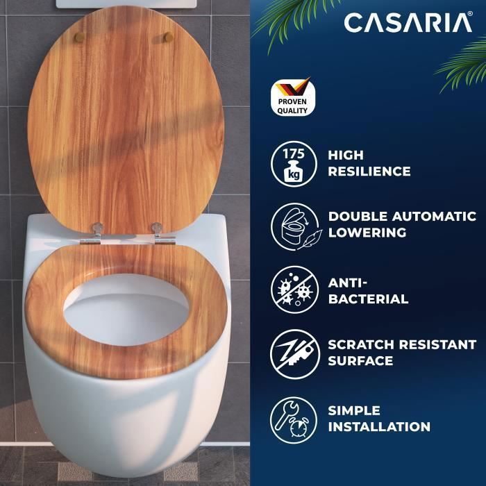 CASARIA Siege de WC Bois systeme d abaissement automatique MDF abattant standard salle de bain lunette couvercle toilette Cdiscount Bricolage