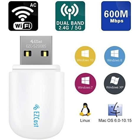 Clé WiFi pour PC, Cle USB WiFi 600 Mbps Adaptateurs USB WiFi Bluetooth 4.2,  Dongle WiFi 2.4 GHz/5.8 GHz Carte WiFi - Cdiscount Informatique