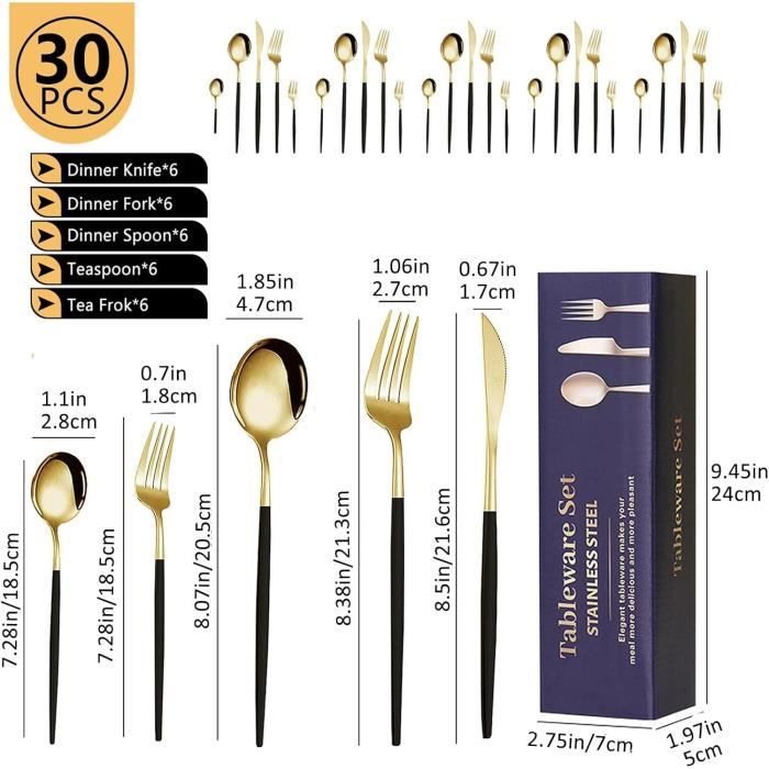 MENAGERE,Champagne--Service De Table En Acier Inoxydable, 24 Pièces