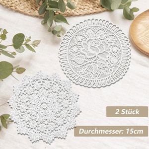 Lot De 2 Napperons De Table En Dentelle Brodée – Violet Linen – 12x18 Pouces – Blanc