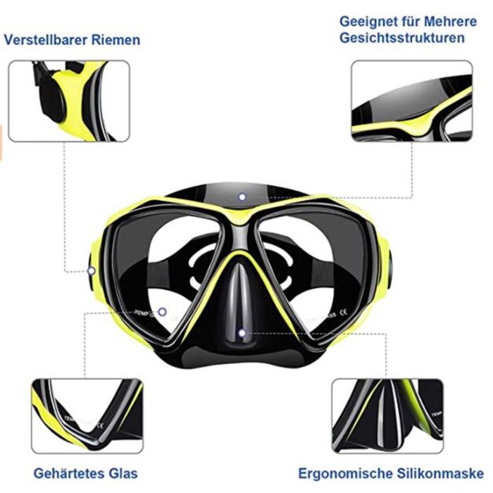 HINATAA Masque De Plongée Et Tuba – Verres Trempés Anti-buée, Champ 180°, Silicone Alimentaire, Sans Fuite – Parfait Pour L'apnée Et La Natation