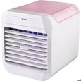 Ventilateur de bureau portable USB - Climatiseur mini avec 3 vitesses, humidificateur et veilleuse rose