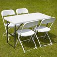 Table d'appoint pliante et 4 chaises pliantes - MOB EVENT PRO - 122cm PEHD - Noir-0