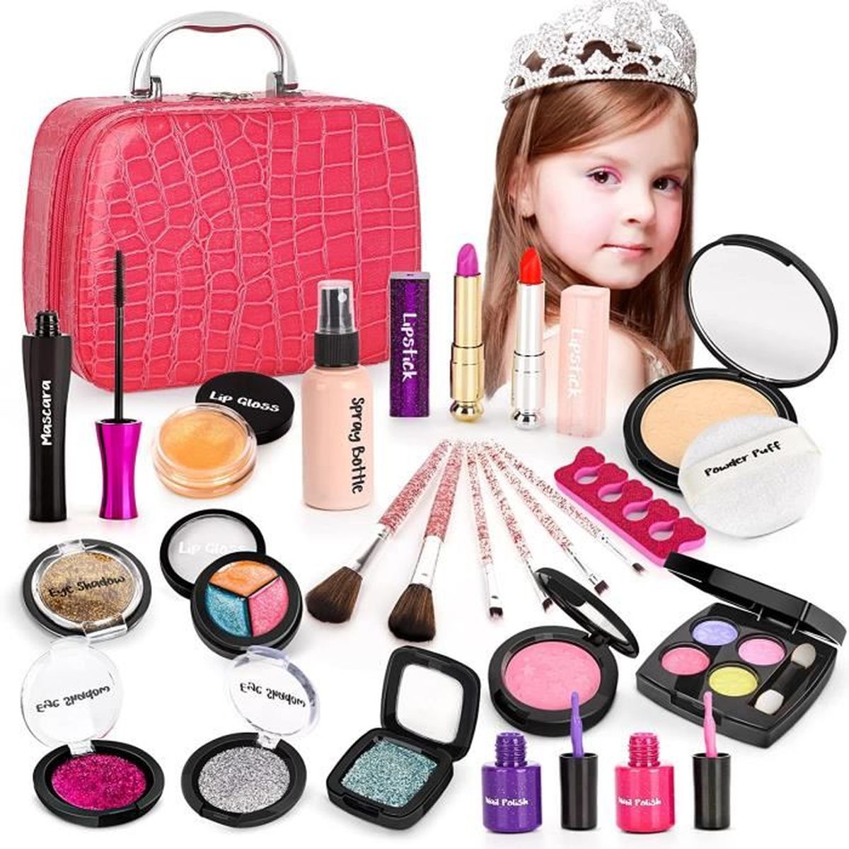 Maquillage Enfant Fille, Palette de Maquillage Enfant avec Coffret Malette Maquillage Jouet