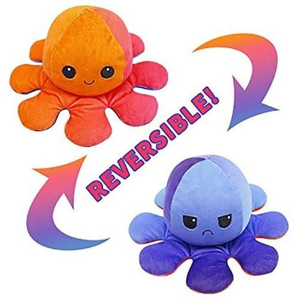 Vert QINQI Jouet en Peluche Double Face Flip Poulpe Jolie Poup/ée de Poulpe R/éversible Poup/ée Danimaux en Peluche Doux Cadeau de Jouets pour Enfants Gar/çons Filles Bleu Clair