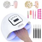 AUCUNE MARQUE Lampe UV Sèche Ongles 150W Automatique 4 Minuteries, Kit Outils de Manucure, 5 Stylos Pointillé, 2 Kit de Décorations pour Ongles