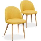 INTENSE DECO Lot de 2 chaises scandinaves Cecilia tissu Jaune