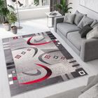 TAPISO Tapis Salon Poil Court DREAM Gris Rouge Ondes 100% Polypropylène Intérieur 250x350 cm