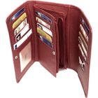 Grand porte monnaie femme cuir véritable spacieux compagnon, portefeuille 14 cartes, billet, monnaie et identité -Rouge-LOLUNA®