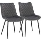 WOLTU Lot de 2 Chaises de salle à manger, Siège en Velours , Chaises de Cusine, pieds en métal, Gris Foncé