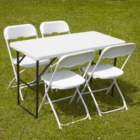 Table d'appoint pliante et 4 chaises pliantes - MOB EVENT PRO - 122cm PEHD - Noir