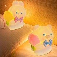 2PCS Veilleuse Veilleuse Enfant - Design de L'ours et du Lapin - Lampe Pour Décoration Noël Chambre Enfant Cadeau D'anniversaire
