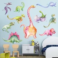 Stickers muraux de dinosaure de dessin animé autocollant réfléchissant de décoration de Chambre d'enfant de jardin d'enfants