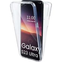 Coque pour Samsung Galaxy S23 Ultra 5G - housse etui silicone gel fine 360 integrale (avant et arriere) + verre trempe - TRANSPARENT