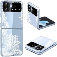 Coque pour Samsung Z Flip 4 5G Transparente Silicone Souple TPU Etui Coque Ultra Fine avec Motif Mandala Fleur Antichoc Case
