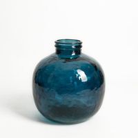 Vase Verre Recyclé 32 x 35 cm Forme Boule Bleu Nuit