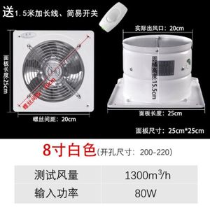 VMC - ACCESSOIRES VMC 8 pouces blanc-Ventilateur'extraction silencieux, puissant, pour cuisine, salle de bain, fenêtre suspendue