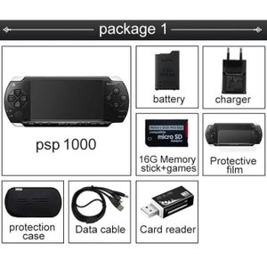 CONSOLE PSP Package 1 - Original remis à neuf PSP pour console de jeu PSP-1000 noir déterminer la console de jeu carte mé