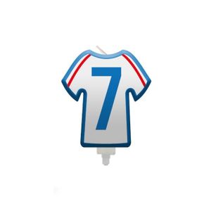 BOUGIE ANNIVERSAIRE BOUGIE CHIFFRE 7 MAILLOT FRANCE FOOTBALL 8CM  Blan