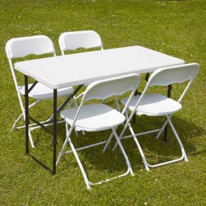 Ensemble table et chaise de jardin Table d'appoint pliante et 4 chaises pliantes - MO
