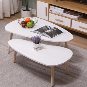 TABLE BASSE Tables basses gigognes scandinave blanc laqué mat 