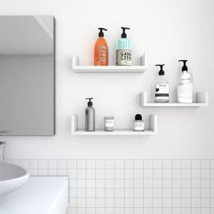 SONGMICS Lot de 3 Etag/ères murales flottantes Rangement D/écoration Exposition Panneau de MDF Design r/étro Blanche LWS40WT