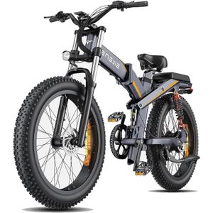 VÉLO ASSISTANCE ÉLEC velo electrique pliable adulte ENGWE X24 24 pouces Autonomie tout terrain suspension avant et arriere fat bike 48V29.2Ah Gris