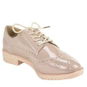 DERBY Derbies Femme - Vernies Nude Rose - Semelle Cuir -