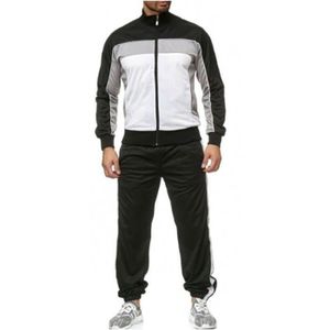 SURVÊTEMENT SURVETEMENT - JOGGING DE SPORT Hommes Zipper Imprimer Splicing Automne Sweat Top Sport Survêtement Pantalons Ensembles Costume blanc