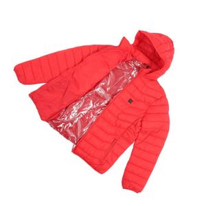 DOUDOUNE Veste chauffante pour femme homme Manteau à capuche chauffant électrique 3 températures contrle unique 2 zones Rouge XL-LIS