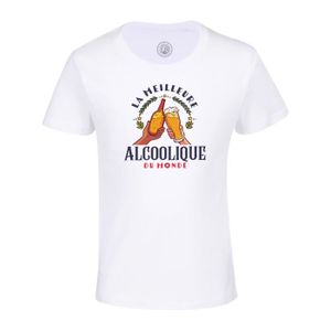 T-SHIRT T-shirt Enfant Blanc La Meilleure Alcoolique du Mo