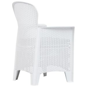 Ensemble table et chaise de jardin L-8095-Pwshymi-Meuble à dîner d'extérieur 5pcs Plastique Blanc Aspect de rotin