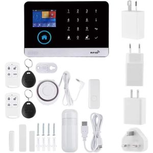 KIT ALARME Kit de système d'alarme Intelligent, Alarme vidéo Intelligente sans Fil GSM + GPRS + WiFi avec hôte d'alarme, capteur Pir, klaxo98