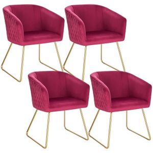 WOLTU ot de 4 Chaise de Cuisine en Velours Fauteuil de Repas Salle /à Manger,Bordeaux BH121bd-4