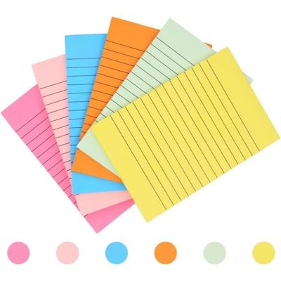 Lot de 6 blocs-notes autocollants colorés avec lignes 10,2 x 15,2 cm avec  50 feuilles autocollantes amovibles pour le bureau, la maison, l'école :  : Fournitures de bureau