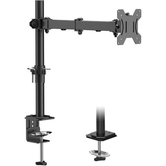 Ewent Support Écran PC 13-32" – Inclinable, Pivotant 360°, Hauteur Réglable – Charge Max 8 Kg – VESA 75/100