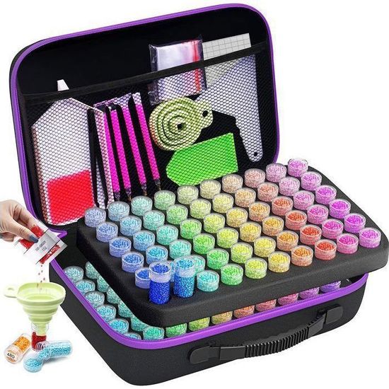 64 Grid Diamant Broderie Box, Boîte De Rangement Solide, Boîte À Outils