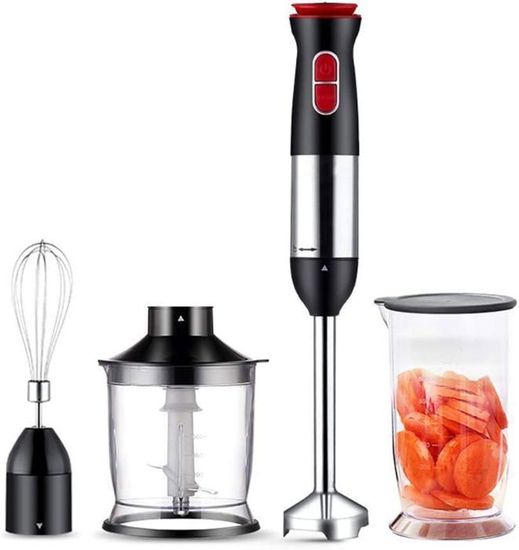 Coziselect Mixeur Plongeant 4 En 1 800W - Avec Hachoir, Fouet Et Gobelet Mesureur