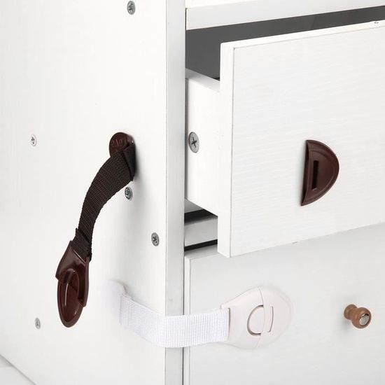 Lot De 3 Verrous Sécurité Enfant - Adhésif 3M - Pour Armoires Et Réfrigérateur