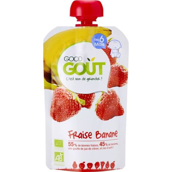 Good Goût Gourde Compote de Fruits Fraise Banane +6m Bio 120g Achat