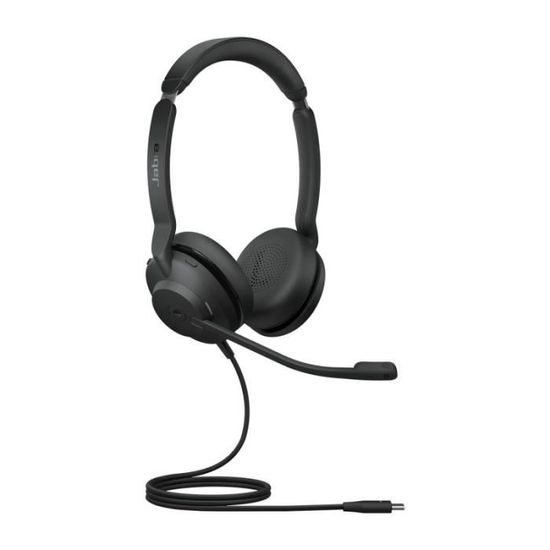 Jabra Evolve2 30 Casque Stéréo Anti-Bruit Certifié Microsoft Teams avec Technologie D`appel à 2 Microphones - Câble