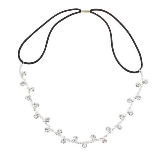 Bandeau Tête En Strass Et Chaîne - Bijou De Mariage, Soirée - Taille Unique - Alliage Brillant
