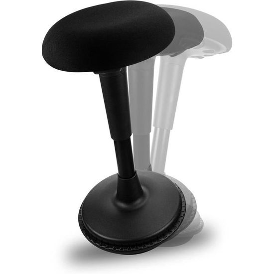 Dynaseat Tabouret Ergonomique Réglable 65-85cm Noir - Assis-Debout Avec Effet Oscillant